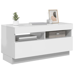 vidaXL Meuble TV avec lumières LED Blanc brillant 80x35x40 cm