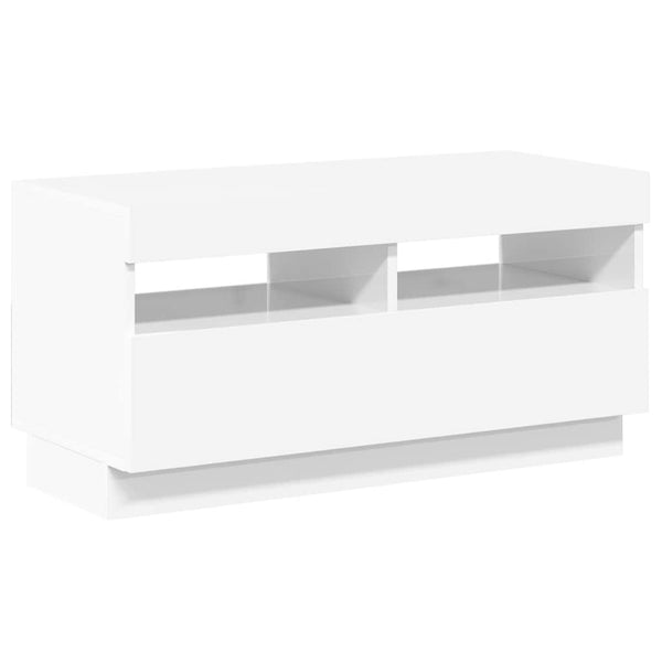 vidaXL Meuble TV avec lumières LED Blanc brillant 80x35x40 cm