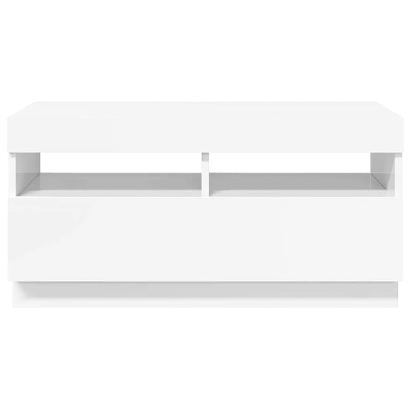 vidaXL Meuble TV avec lumières LED Blanc brillant 80x35x40 cm