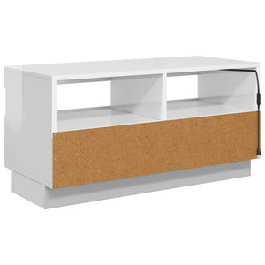 vidaXL Meuble TV avec lumières LED Blanc brillant 80x35x40 cm
