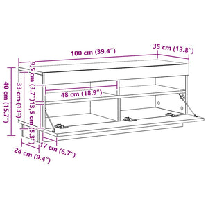 TV-Schrank mit LED Weiß 100 cm