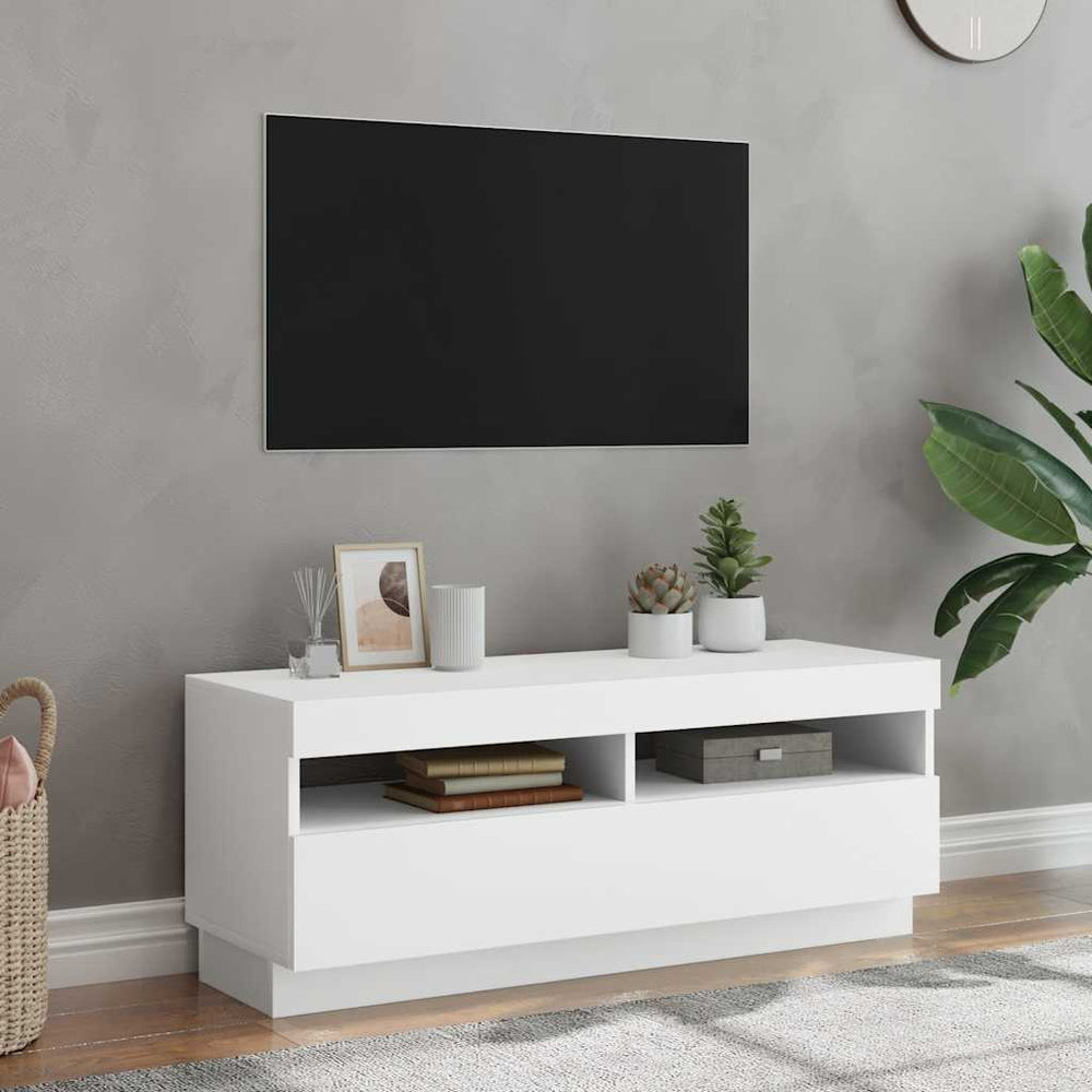 TV-Schrank mit LED Weiß 100 cm