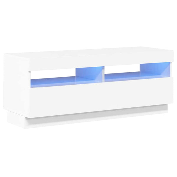 TV-Schrank mit LED Weiß Hochglanz 100cm