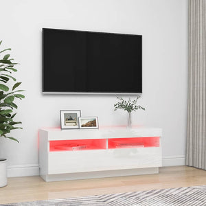 TV-Schrank mit LED Weiß Hochglanz 100cm