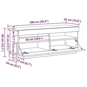 TV-Schrank mit LED Weiß Hochglanz 100cm