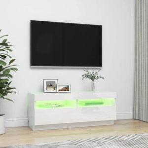 TV-Schrank mit LED Weiß Hochglanz 100cm