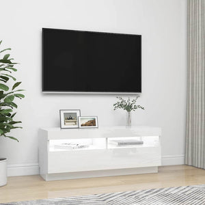TV-Schrank mit LED Weiß Hochglanz 100cm