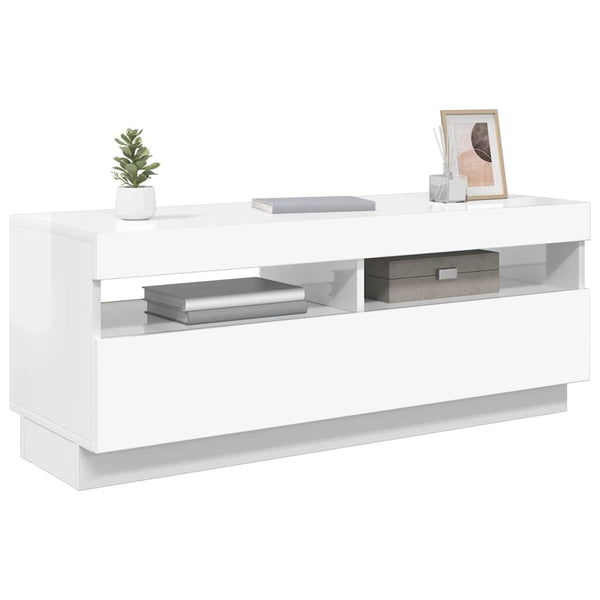 TV-Schrank mit LED Weiß Hochglanz 100cm