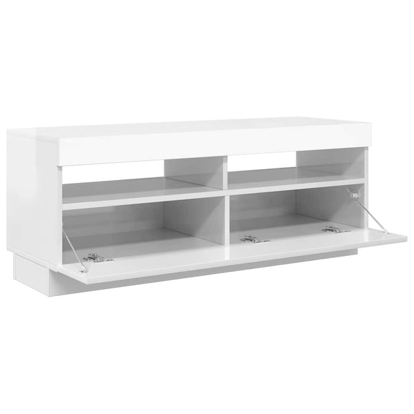 TV-Schrank mit LED Weiß Hochglanz 100cm