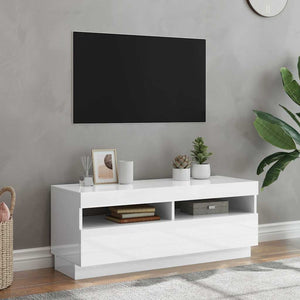TV-Schrank mit LED Weiß Hochglanz 100cm
