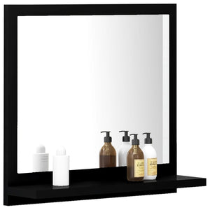 Schwarzer Badspiegel mit Ablage, 40x37 cm