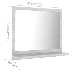 vidaXL Miroir de salle de bain gris béton 40x10,5x37 cm aggloméré