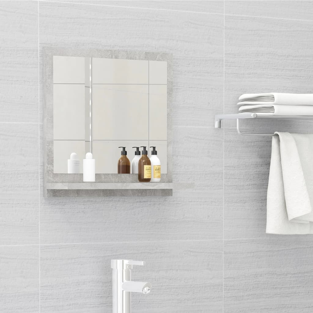vidaXL Miroir de salle de bain gris béton 40x10,5x37 cm aggloméré