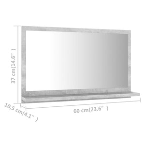 Betongrauer Badspiegel mit Ablage, 60 cm