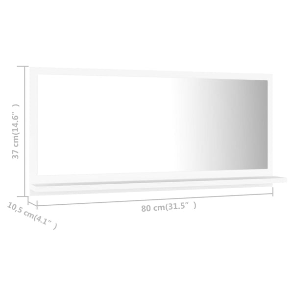 Weißer Badspiegel mit Ablage 80 cm