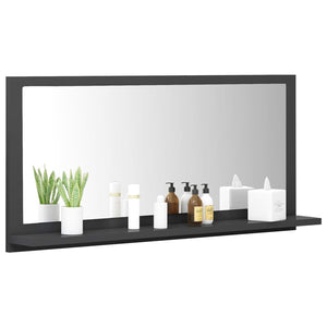 Grauer Badspiegel 80 cm mit Ablage