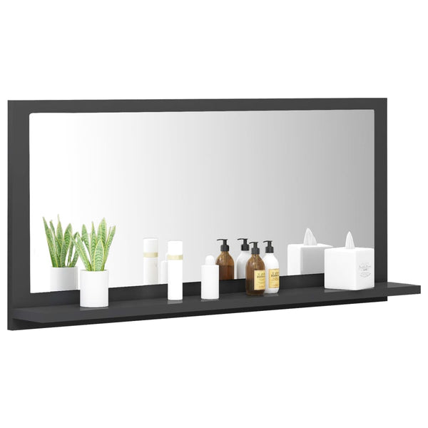Grauer Badspiegel 80 cm mit Ablage