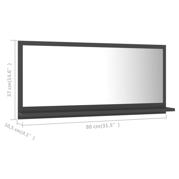 Grauer Badspiegel 80 cm mit Ablage