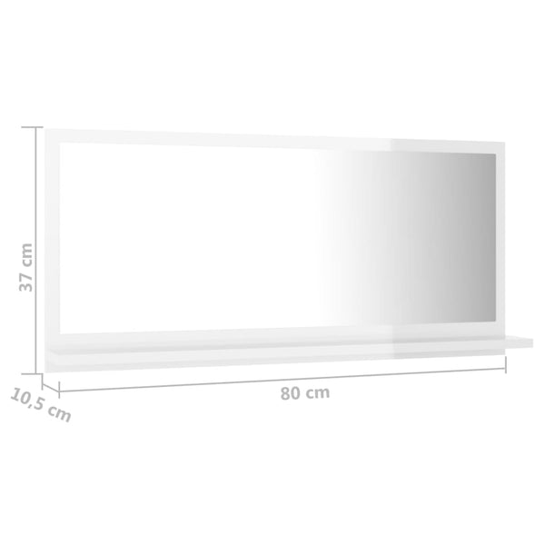 Hochglanz Badspiegel Weiß 80 cm