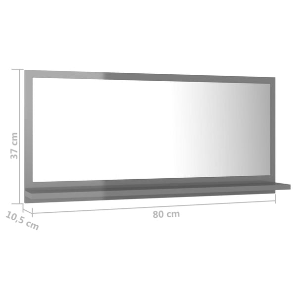 Hochglanz Grau Badspiegel 80x37 cm