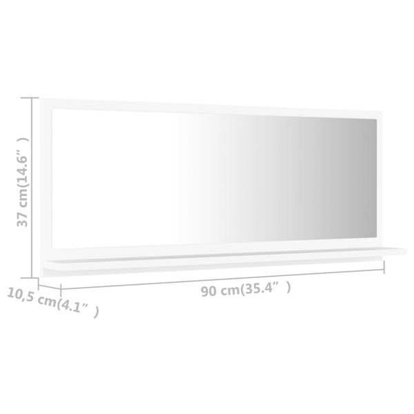Weißer Badspiegel mit Ablage, 90 cm