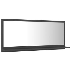 Grauer Badspiegel 90x37 cm mit Ablage