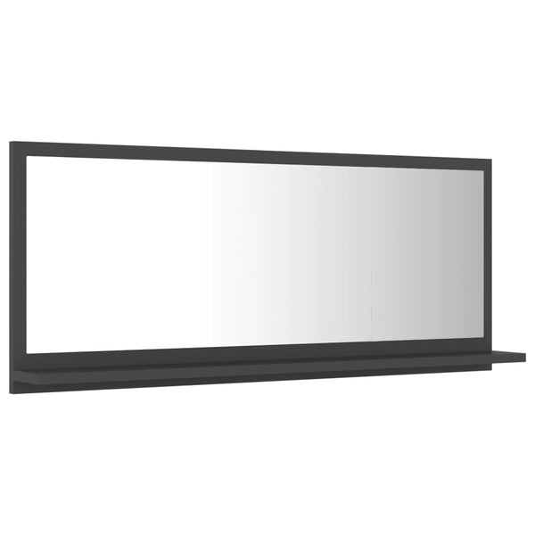 Grauer Badspiegel 90x37 cm mit Ablage