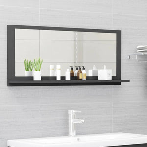 Grauer Badspiegel 90x37 cm mit Ablage