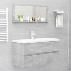 Betongrauer Badspiegel mit Regal 90cm