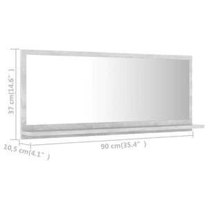 Betongrauer Badspiegel mit Regal 90cm