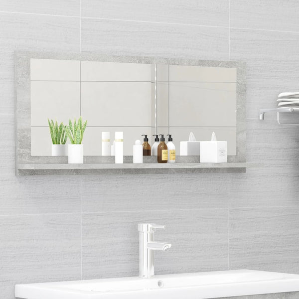 Betongrauer Badspiegel mit Regal 90cm