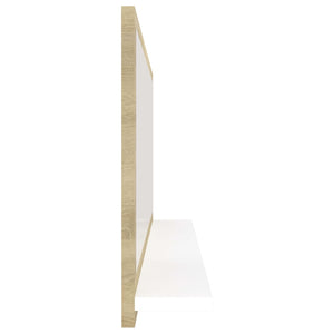 Badspiegel Weiß/Sonoma-Eiche 90cm mit Ablage