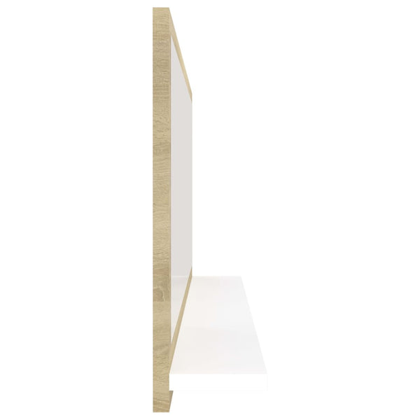 Badspiegel Weiß/Sonoma-Eiche 90cm mit Ablage