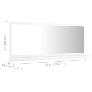 Hochglanz Badspiegel Weiß 90 cm