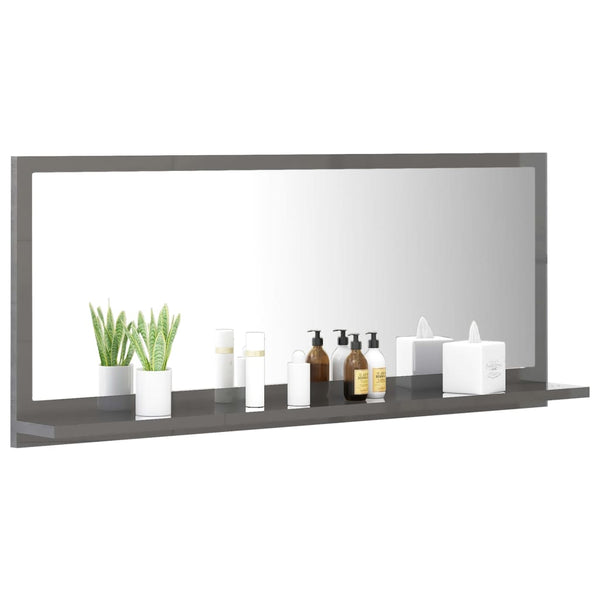 Hochglanz Grau Badspiegel 90x37 cm