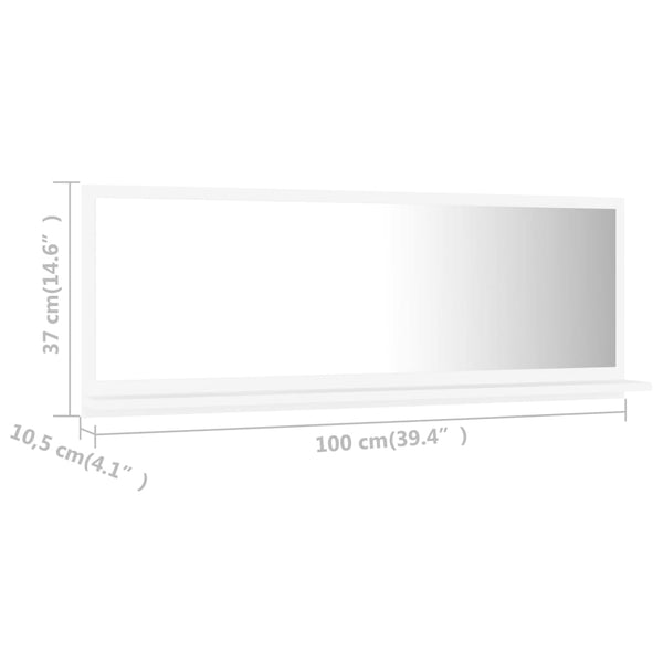Weißer Badspiegel mit Ablage, 100 cm