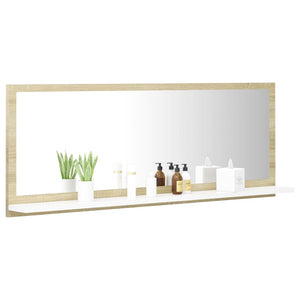 Badspiegel Weiß/Sonoma-Eiche 100cm