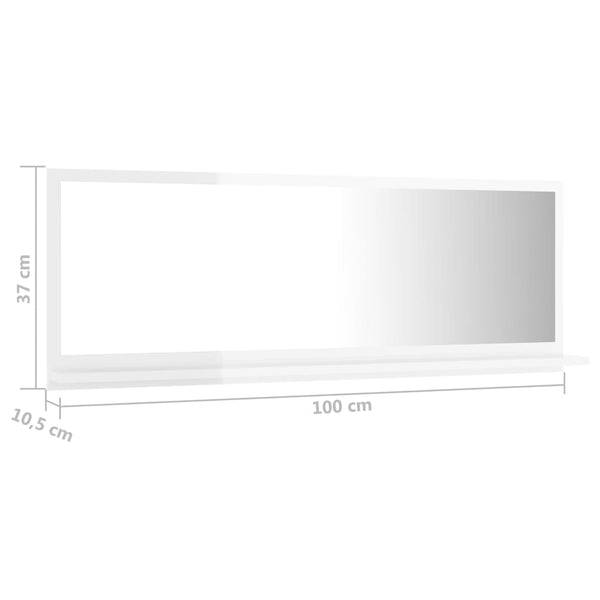 Hochglanz Badspiegel Weiß 100 cm