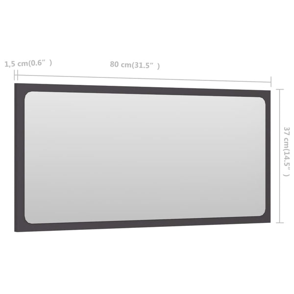 Grauer Badspiegel 80x37 cm