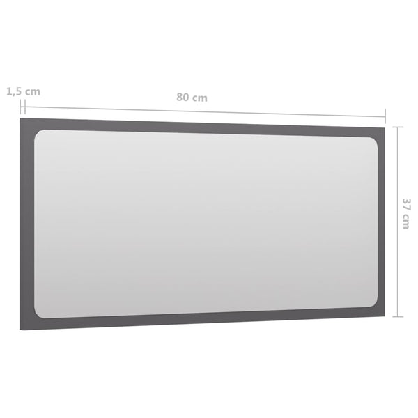 Hochglanz Grau Badspiegel 80x37 cm