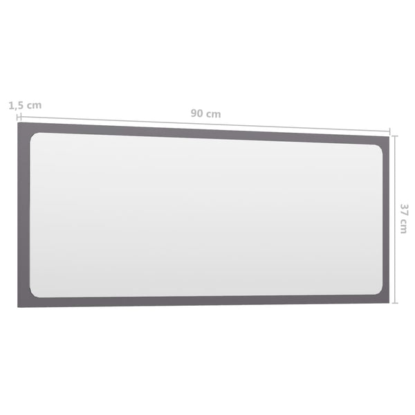 Hochglanz Grau Badspiegel 90x37 cm