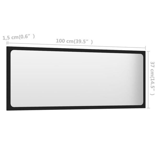 Schwarzer Badspiegel 100x37 cm