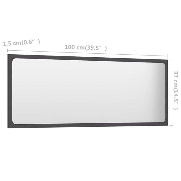 Grauer Badspiegel 100 cm