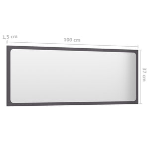 Hochglanz Grau Badspiegel 100x37 cm