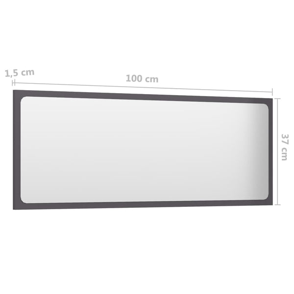 Hochglanz Grau Badspiegel 100x37 cm