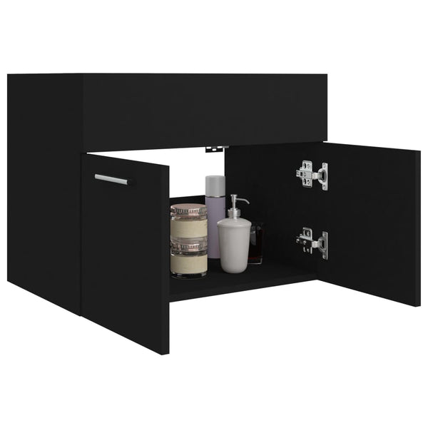 Schwarzer Waschbeckenunterschrank 60 cm