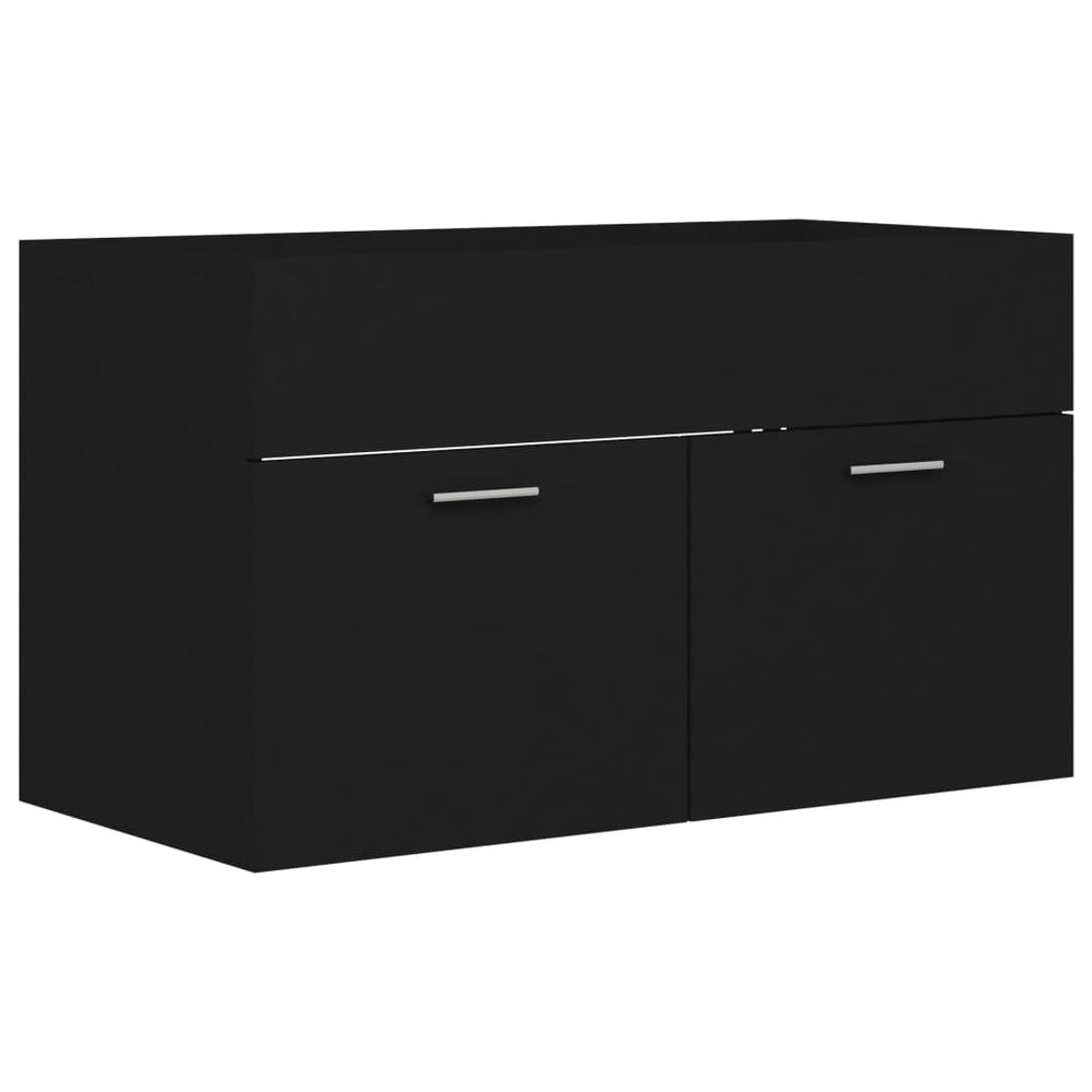 Meuble sous-vasque vidaXL noir 80x38,5x46 cm en bois d'ingénierie