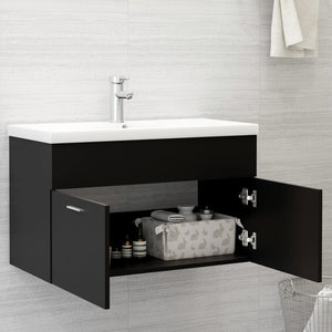 Meuble sous-vasque vidaXL noir 80x38,5x46 cm en bois d'ingénierie