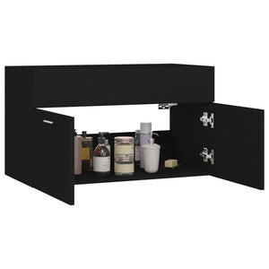 Meuble sous-vasque vidaXL noir 80x38,5x46 cm en bois d'ingénierie