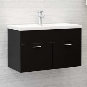 Meuble sous-vasque vidaXL noir 80x38,5x46 cm en bois d'ingénierie
